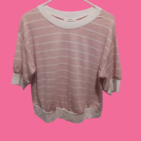 Cherish Pink & White Striped Womens Top size medium - Picture 1 of 7